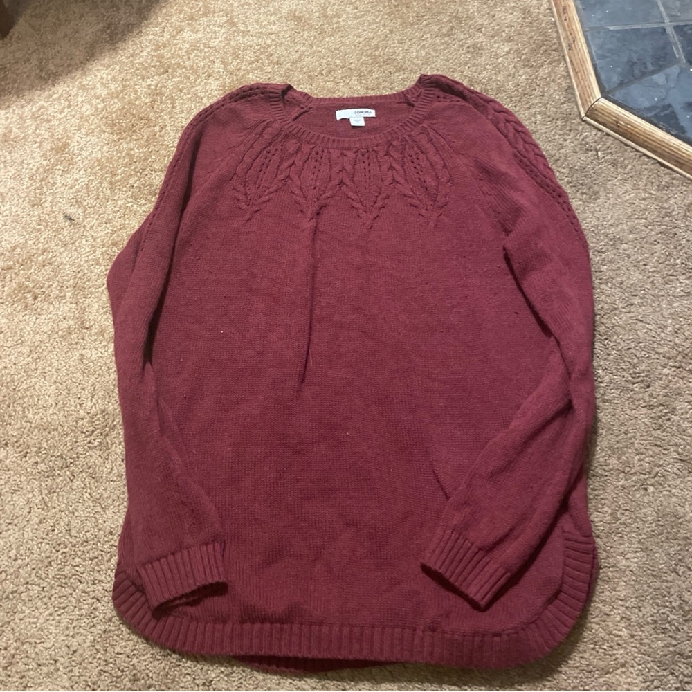 Sonoma Maroon Cable Knit Sweater